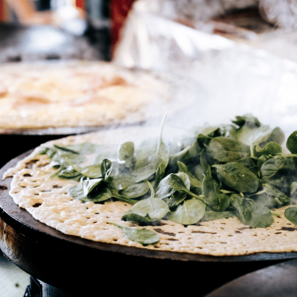 Spinach on a Galette on a Bilig